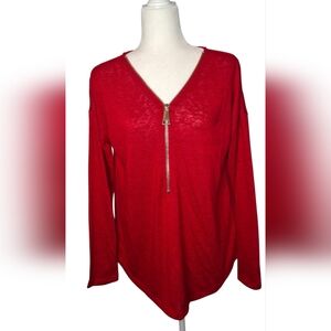 SOFT SURROUNDINGS Valentina Zip Sweater Sangria Red Size Medium